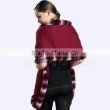 CX-B-P-46B Women Fashion Winter Warm Cashmere Pashmina Shawl With Fur thumbnail-4