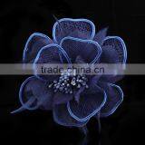 Wedding Party Brooch Polka Fabric Flower Brooches Organza Feather Flower Hair Flower Clip thumbnail-6