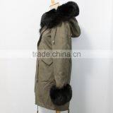 Myfur Luxury Fox Body Fur Trimmed Ladies Long Parka Jackets Wholesale thumbnail-3
