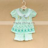 Wholesale Summer Cotton Printing Girls Kids t Shirt With Pants Set thumbnail-4