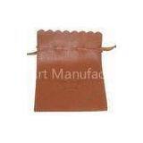 Brown Leather Small Drawstring Gift Pouches For Promotion With Logo