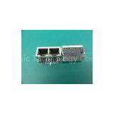 2 Port RJ45 Modular Jack With Magnetics , Female Right Angle Connector 10P8C thumbnail-1
