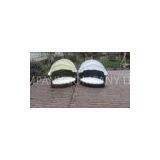 All Weather Garden Black Wicker Pet Bed With KD White Canopy