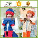 Cold Weather Hat Winter Classic Warm Acrylic Knitted Beanie Hat Scarf Gloves Three Piece Set thumbnail-3