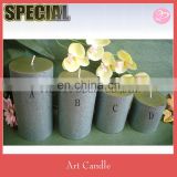 Grey color with silver paper stick Decorative pillar candle