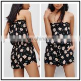 Korean Fashion Summer Clothes Foral Printed Strapless Floral Sexy Women Jumpsuit