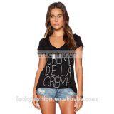 OEM Women's Sexy Girls Simple Black V Neck Wholesale t Shirts thumbnail-1