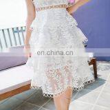 White Lace Dress Lace Patch Work Hollow Out Embroidered Knee Length Sleeveless Formal Dress thumbnail-4