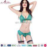 Secret Temptations Green Lace Sexy Bra and Panty With Garters New Design Sexy Lingeries European Style Women Underwear thumbnail-1