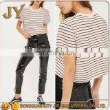 2017 Fashion Women Stripe Roll Back Crop Tops Wholesale thumbnail-1