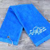 Wholesale Blue Hand Towel Velvet Pile Golf Towels With Clip thumbnail-4