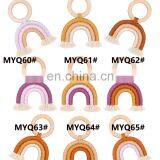 Ins Hot Sale Rainbow Teether Toy Wood Teething Ring For Baby thumbnail-6
