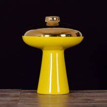 European Style Light Luxury Gild Red Yellow Ceramic Mushroom Bottle Decor For Hallway thumbnail-4