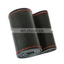 New 38Cm Genuine Leather Auto Car Steering Wheel Cover 18 Inch 13 Inch Wheel Cover Phone Soft Cover Anti-Slip Black Braid With thumbnail-1