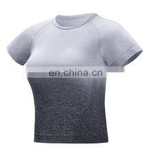 Wholesale Women Seamless Gradient Crop Top Fitness Yoga Top Sports Short Sleeve Yoga Tops thumbnail-3