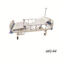 Standard hospital bed with 2 rocking handles for lifting and lowering the back and legs