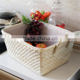 handmade storage basket made by straw with handles,wicker basket