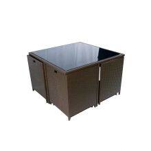 Modern PE Rattan Garden Dining Set Comfortable Portable Outdoor Dining Set Villa Used Rattan Dining Set thumbnail-4