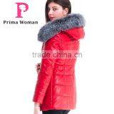 New Design Winter Women Short Coachman Leather Jacket With Brown Fox Hat Overcoat thumbnail-3