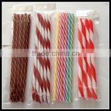 Double Colour Plastic Striped Drinking Straw thumbnail-2
