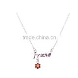 Silver Plated Enamel Colorful Daisy Flower Shape Friendship Pendant Necklace With Thin Link Chain Best Friendship Gift