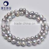 13-15mm 120cm Long Baroque Grey Color Natural Pearl Necklace for Wholesale thumbnail-4
