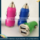 Best Selling Dual USB 2.1+1A car charger bullet mini car charger for mobile phone