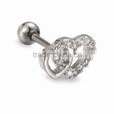 CZ Heart Tragus Helix Labret Cartilage thumbnail-1