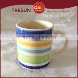 Colorful Rainbow Strip Stoneware Handpainted Coffee Mug thumbnail-1