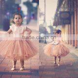 (MY2835) MARRY YOU 2016 Short Sleeve Champange Tulle Baby Flower Girl Dresses Patterns