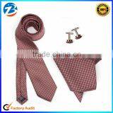 Wholesale Custom Logo Handmade Checkered Tie Handkerchief Cufflink Gift Necktie Sets