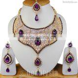 Inspired Handmade Designer Gold Plated S289 Purple Lubana Jewelry Set thumbnail-1