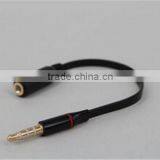 9cm 4poles 3.5mm male to 3.5mm female black cable top quality