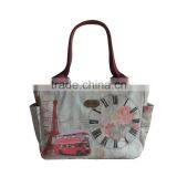 Two External Side Pocket Flowers Printed Waterproof Zipped Handbag thumbnail-5