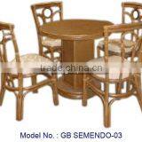 Rattan Dining Room Set Furniture For High Tea Time In Home With Round Table And Cushion Chair thumbnail-1