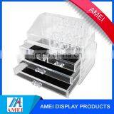 Clear Acrylic 2-Drawer Makeup Case Cosmetic Organizer Box thumbnail-3