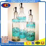 Set of 3 Glass Olive Oil Vinegar Jar Bottle Set With Green Metal Coating thumbnail-1