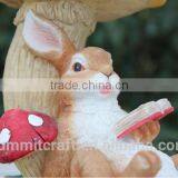 Resin Garden Decor Cute Rabbit Seating Under Mushroom Statue thumbnail-4