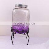 10L Hand Painted Glass Beverage Dispenser With Metal Stand thumbnail-3