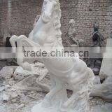 Hand Carving White Marble Outdoor Large Animal Horse Sculpture thumbnail-1