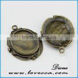 Antique Bronze Round Pendant Tray ,Antique Style Metal Setting,Cameo Setting Charm Pendant thumbnail-1