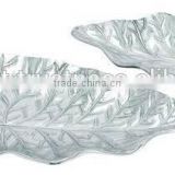 silver plated leaf metal bowl