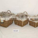 Maize Peel Hand-made Storage Baskets With Handle and Lining thumbnail-1