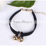 Gold Bell Charms Suede Leather Bracelet thumbnail-5