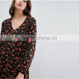 2017 Summer V Neck Long Sleeve Floral Printed Women Dresses Oem Dress HSd9021 thumbnail-3