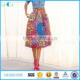 Women's African Print High Waist A-Line Pleated Midi Skirt thumbnail-1
