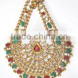 JHOOMAR JHUMAR Side Passa TIKA Polki RED GREEN Hair Accessory thumbnail-1