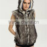 Custom Sleeveless Snow Jacket Lady Oversized Rabbit Fur Jacket for Ski thumbnail-1
