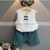 2107 New Design Kids Clothes Two Pieces Vintage Linen Girl Boutique Clothing Fashion Brand Baby Clothing Set thumbnail-4