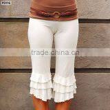 Wholesale 100% Cotton Ladies Knitted Pant Ruffled Pants thumbnail-1